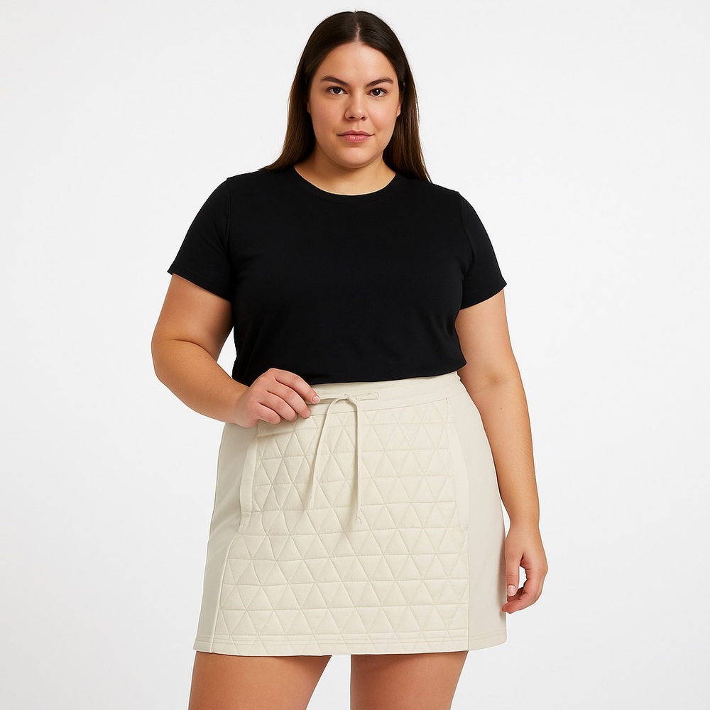 NWT Athleta Solstice Quilted Mini Skirt Women’s 14T Ivory Cream Water Repellent